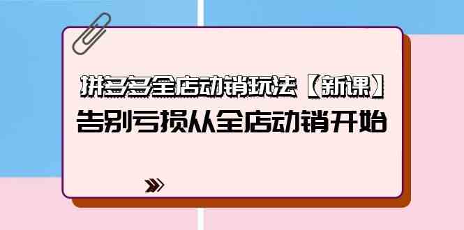 （9974期）拼多多全店动销玩法【新课】，告别亏损从全店动销开始（4节视频课）-立刻分享网创平台