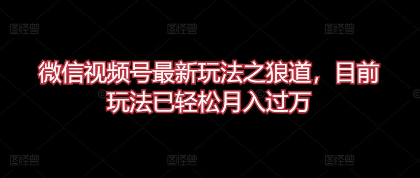 微信视频号最新玩法之狼道，目前玩法已轻松月入过万-立刻分享网创平台