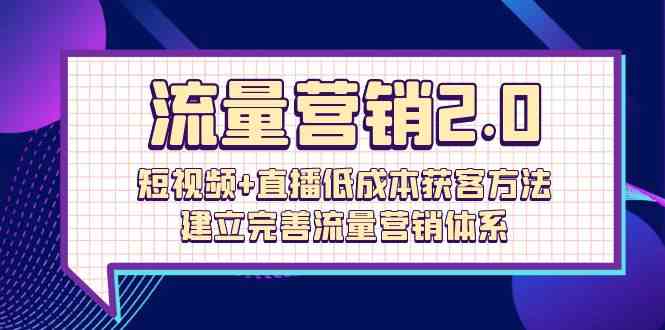 流量营销2.0：短视频+直播低成本获客方法，建立完善流量营销体系（72节）-立刻分享网创平台