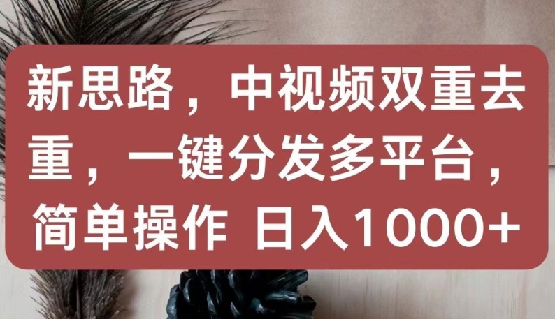 新思路，中视频双重去重，一键分发多平台，简单操作，日入1000+-立刻分享网创平台