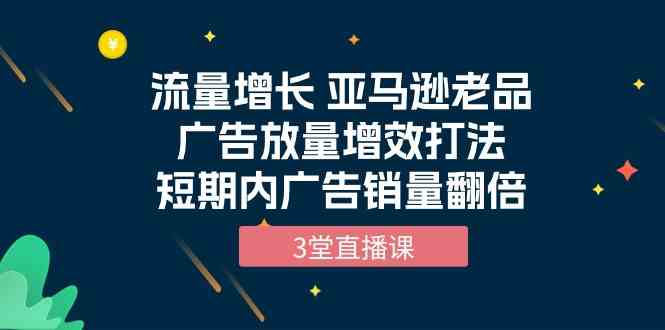 流量增长 亚马逊老品广告放量增效打法，短期内广告销量翻倍（3堂直播课）-立刻分享网创平台