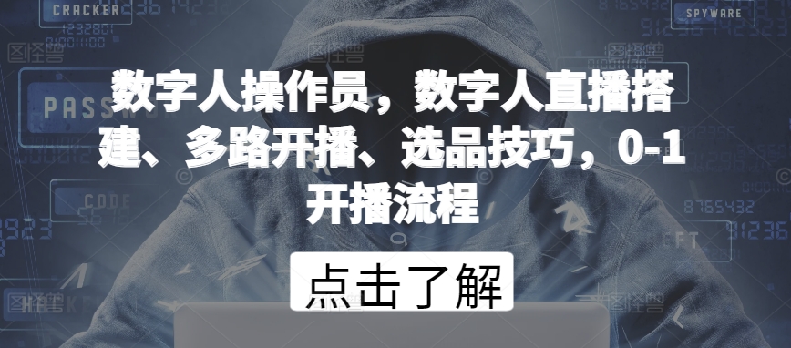数字人操作员，数字人直播搭建、多路开播、选品技巧，0-1开播流程-立刻分享网创平台