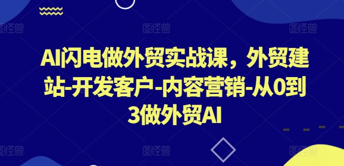 AI闪电做外贸实战课，​外贸建站-开发客户-内容营销-从0到3做外贸AI-立刻分享网创平台