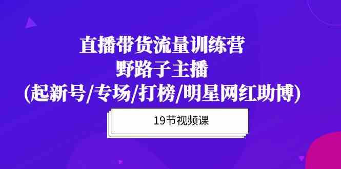 直播带货流量特训营，野路子主播(起新号/专场/打榜/明星网红助博)-立刻分享网创平台