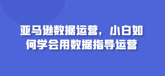 亚马逊数据运营，小白如何学会用数据指导运营-立刻分享网创平台
