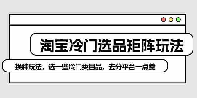 （10159期）淘宝冷门选品矩阵玩法：换种玩法，选一些冷门类目品，去分平台一点羹-立刻分享网创平台