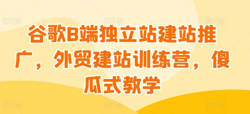 谷歌B端独立站建站推广，外贸建站训练营，傻瓜式教学-立刻分享网创平台