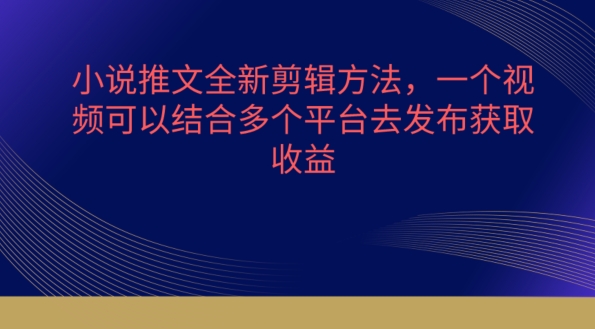 小说推文全新剪辑方法，一个视频可以结合多个平台去发布获取-立刻分享网创平台