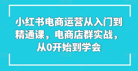 小红书电商运营从入门到精通课，电商店群实战，从0开始到学会-立刻分享网创平台