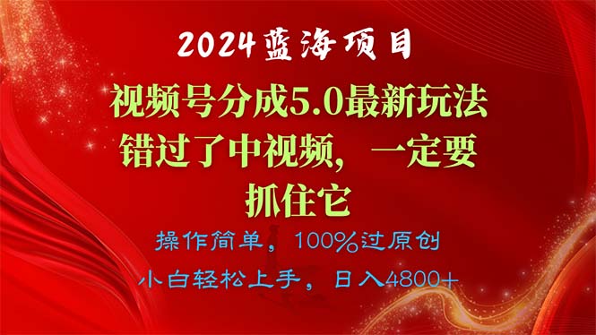 （11032期）2024蓝海项目，视频号分成计划5.0最新玩法，错过了中视频，一定要抓住…-立刻分享网创平台