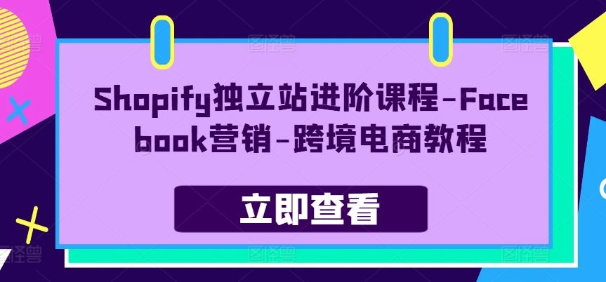 Shopify独立站进阶课程-Facebook营销-跨境电商教程-立刻分享网创平台