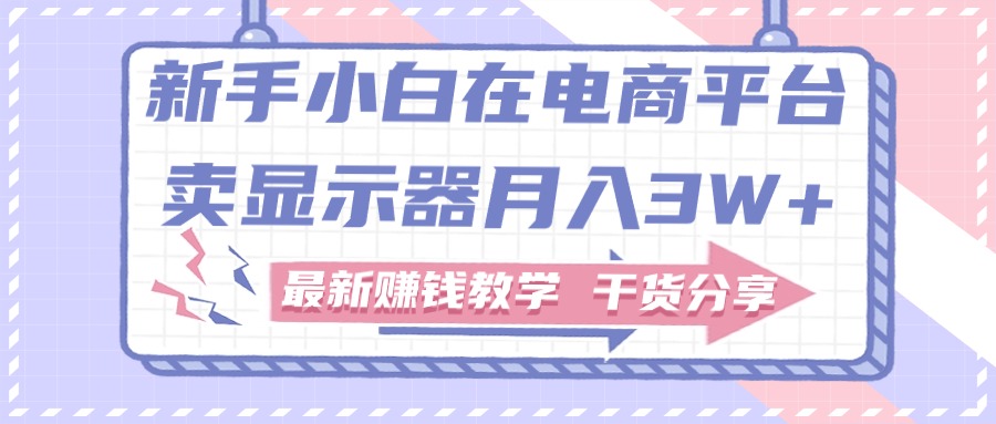（11053期）新手小白如何做到在电商平台卖显示器月入3W+，最新赚钱教学干货分享-立刻分享网创平台