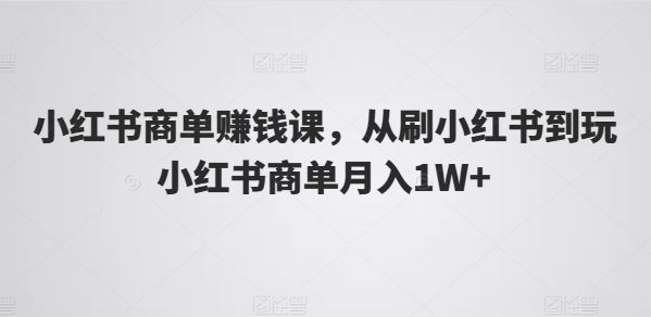 小红书商单赚钱课，从刷小红书到玩小红书商单月入1W+-立刻分享网创平台