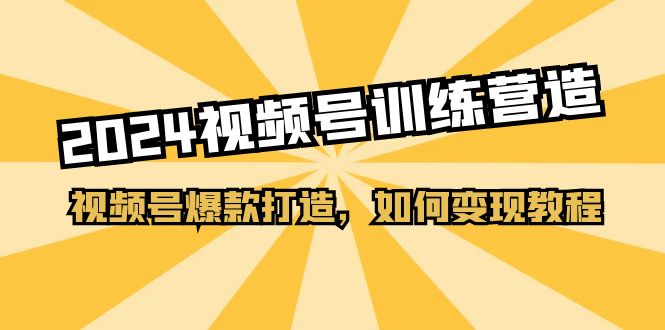 2024视频号训练营，视频号爆款打造，如何变现教程（20节课）-立刻分享网创平台