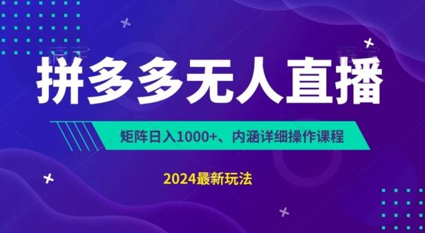 拼多多无人直播不封号，0投入，3天必起，无脑挂机，日入1k+【揭秘】-立刻分享网创平台