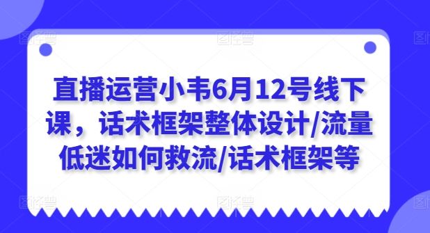 直播运营小韦6月12号线下课，话术框架整体设计/流量低迷如何救流/话术框架等-立刻分享网创平台
