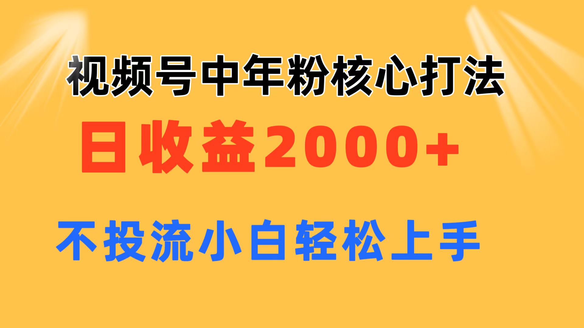 （11205期）视频号中年粉核心玩法 日收益2000+ 不投流小白轻松上手-立刻分享网创平台