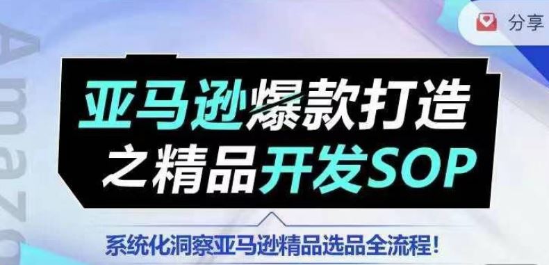 【训练营】亚马逊爆款打造之精品开发SOP，系统化洞察亚马逊精品选品全流程-立刻分享网创平台