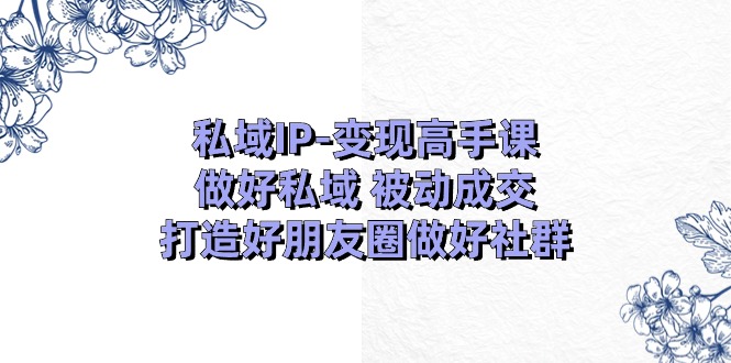 私域IP变现高手课：做好私域被动成交，打造好朋友圈做好社群（18节）-立刻分享网创平台