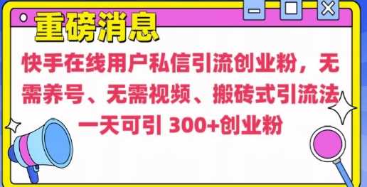 快手最新引流创业粉方法，无需养号、无需视频、搬砖式引流法【揭秘】-立刻分享网创平台