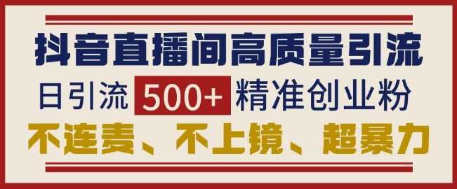 抖音直播间引流创业粉，无需连麦、不用上镜、超暴力，日引流500+高质量精准创业粉-立刻分享网创平台