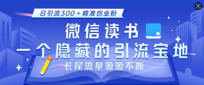 微信读书，一个隐藏的引流宝地，不为人知的小众打法，日引流300+精准创业粉，长尾流量源源不断-立刻分享网创平台