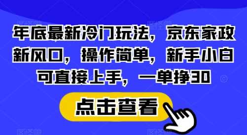 年底最新冷门玩法，京东家政新风口，操作简单，新手小白可直接上手，一单挣30【揭秘】-立刻分享网创平台