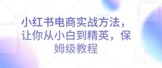 小红书电商实战方法，让你从小白到精英，保姆级教程-立刻分享网创平台