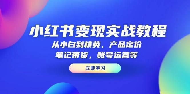 （13923期）小红书变现实战教程：从小白到精英，产品定价，笔记带货，账号运营等-立刻分享网创平台