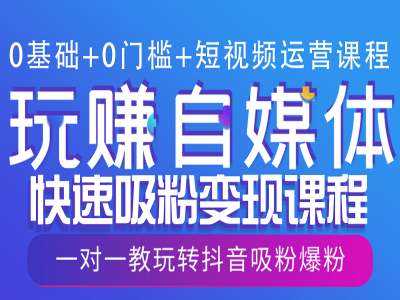 0基础+0门槛+短视频运营课程，玩赚自媒体快速吸粉变现课程，一对一教玩转抖音吸粉爆粉-立刻分享网创平台