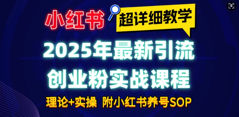 2025年最新小红书引流创业粉实战课程【超详细教学】小白轻松上手，月入1W+，附小红书养号SOP-立刻分享网创平台