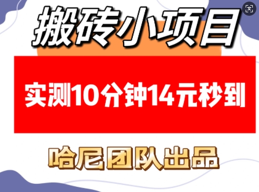 搬砖小项目，实测10分钟14元秒到，每天稳定几张(赠送必看稳定)-立刻分享网创平台