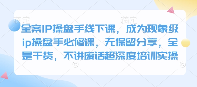 全案IP操盘手线下课，成为现象级ip操盘手必修课，无保留分享，全是干货，不讲废话超深度培训实操-立刻分享网创平台