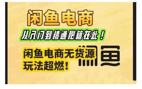 闲鱼电商实战课，从入门到精通秘籍在此，闲鱼电商无货源玩法超燃!-立刻分享网创平台