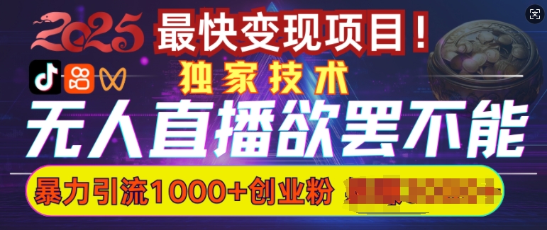 欲罢不能的无人直播引流，超暴力日引流1000+高质量精准创业粉-立刻分享网创平台