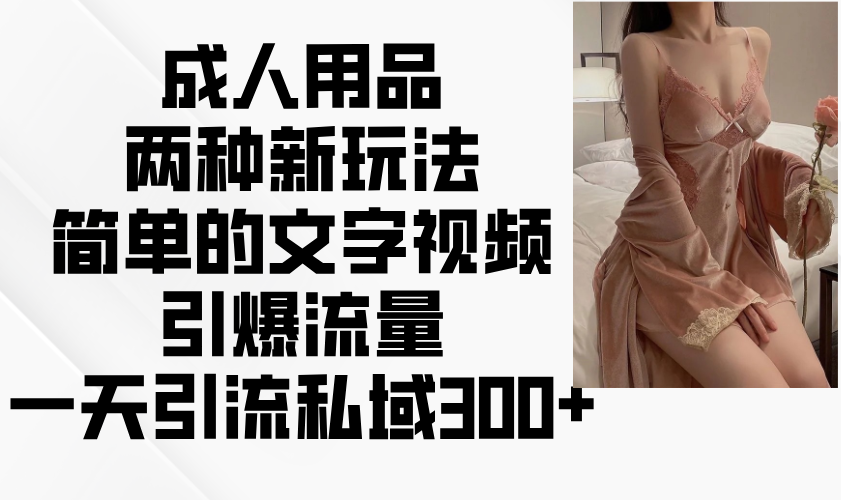 成人用品两种新玩法，简单的文字视频引爆流量，一天引流私域300+-立刻分享网创平台