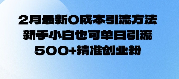 2月最新0成本引流方法，新手小白也可单日引流500+精准创业粉-立刻分享网创平台