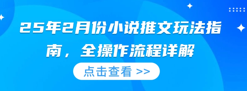 25年2月份小说推文玩法指南，全操作流程详解-立刻分享网创平台