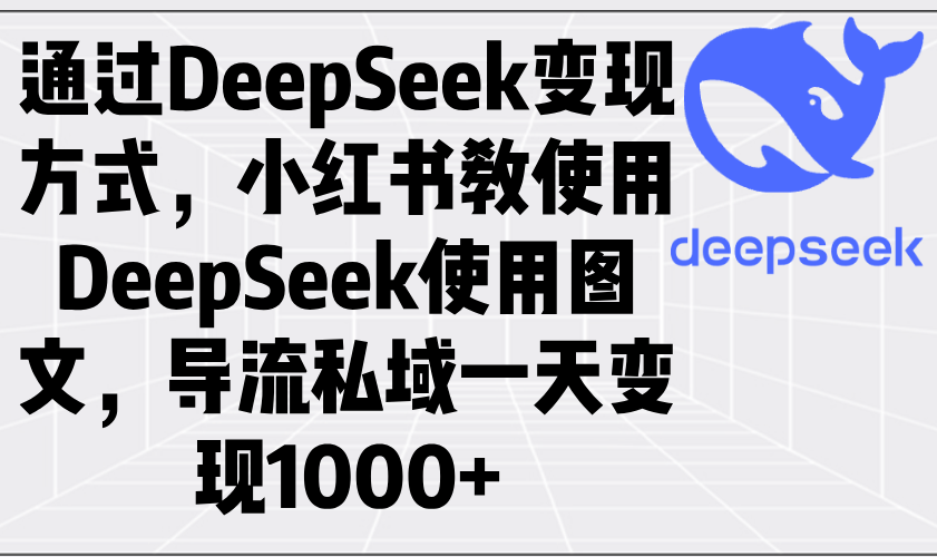 通过DeepSeek变现方式，小红书教使用DeepSeek图文，导流私域一天变现1000+-立刻分享网创平台