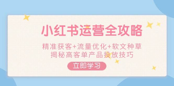 小红书运营全攻略，精准获客+流量优化+软文种草，揭秘高客单产品投放技巧-立刻分享网创平台