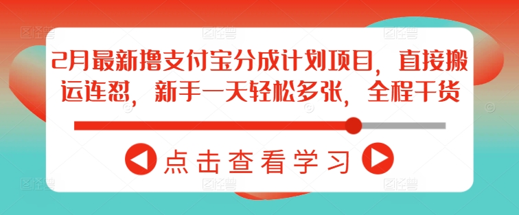2月最新撸支付宝分成计划项目，直接搬运连怼，新手一天轻松多张，全程干货-立刻分享网创平台