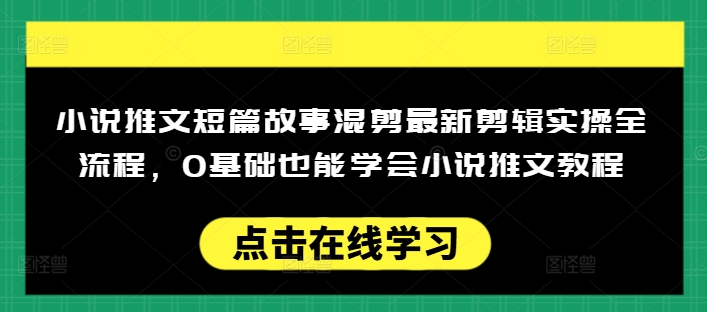 小说推文短篇故事混剪最新剪辑实操全流程，0基础也能学会小说推文教程，肯干多发日入多张-立刻分享网创平台