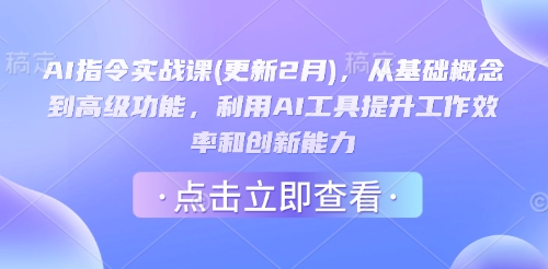 AI指令实战课(更新2月)，从基础概念到高级功能，利用AI工具提升工作效率和创新能力-立刻分享网创平台