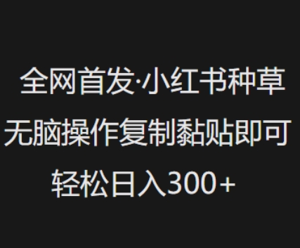 全网首发，小红书种草无脑操作，复制黏贴即可，轻松日入3张-立刻分享网创平台