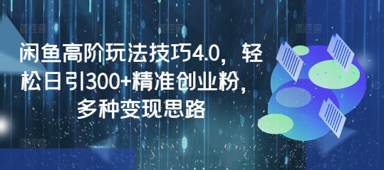 闲鱼高阶玩法技巧4.0，轻松日引300+精准创业粉，多种变现思路-立刻分享网创平台