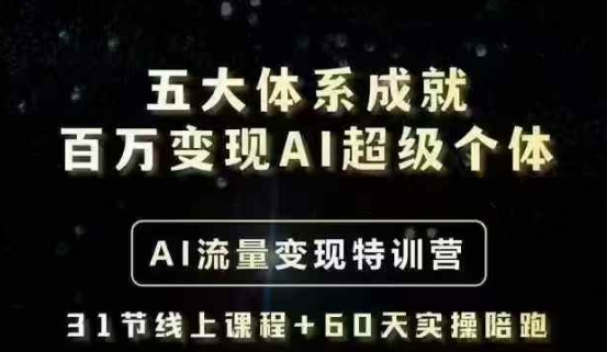 五大体系成就百万变现AI超级个体- AI流量变现特训营，一步一步教你一个人怎么年入百W-立刻分享网创平台