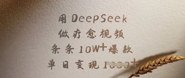 用DeepSeek做疗愈视频，条条10W+爆款，单日变现多张-立刻分享网创平台