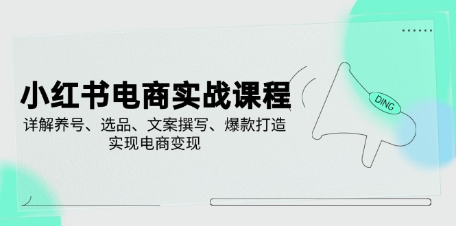 小红书电商实战课程，详解养号、选品、文案撰写、爆款打造，实现电商变现-立刻分享网创平台