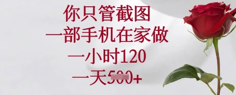 你只管截图，一部手机在家做，一小时120.一天5张【揭秘】-立刻分享网创平台