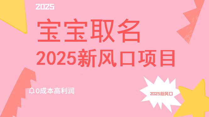 2025新风口项目宝宝取名，0成本高利润，附保姆级教程，月入过万不是梦-立刻分享网创平台